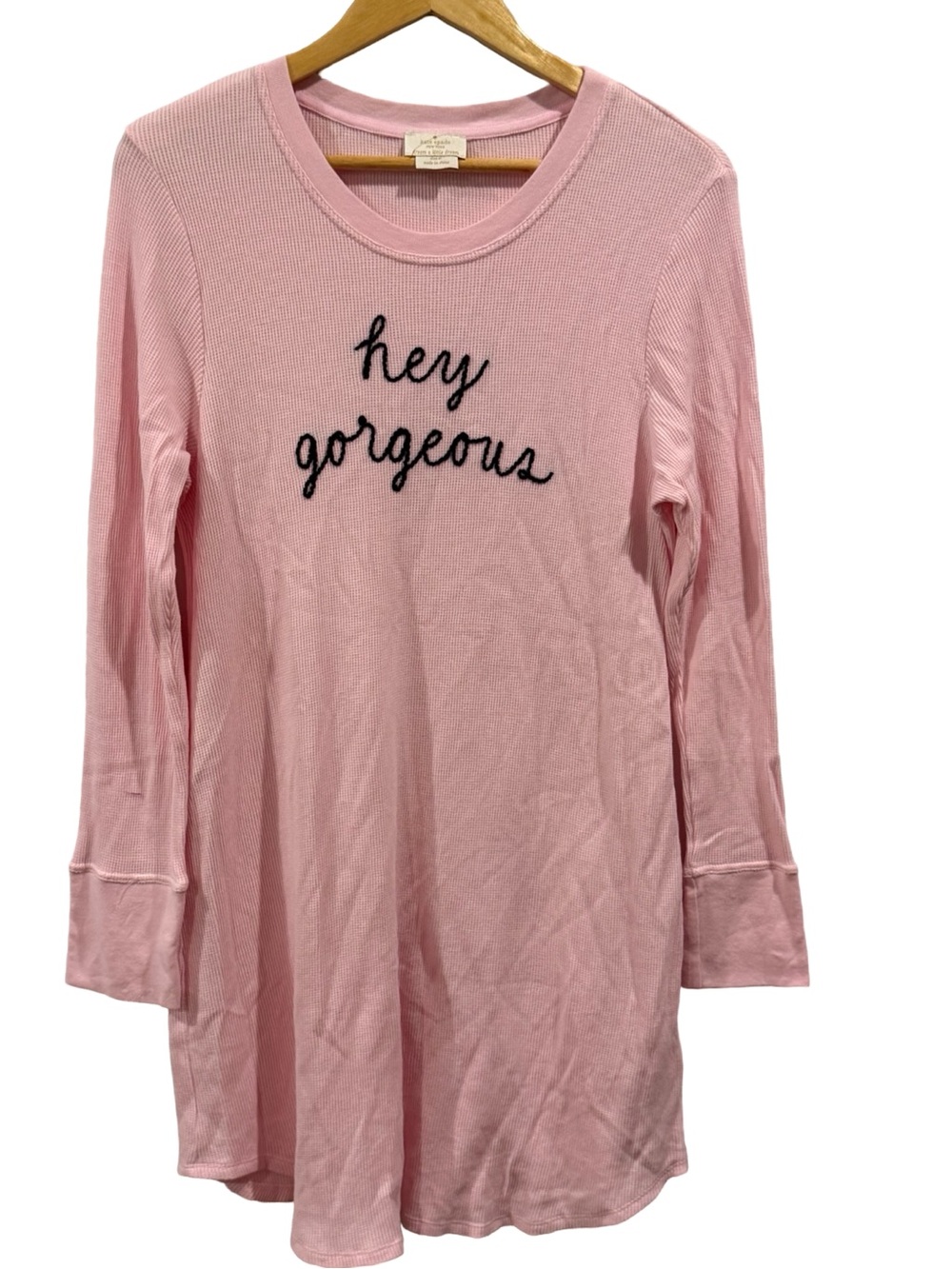 Kate Spade hey gorgeous ' Pink Long Sleeve Nightshirt Size XL
